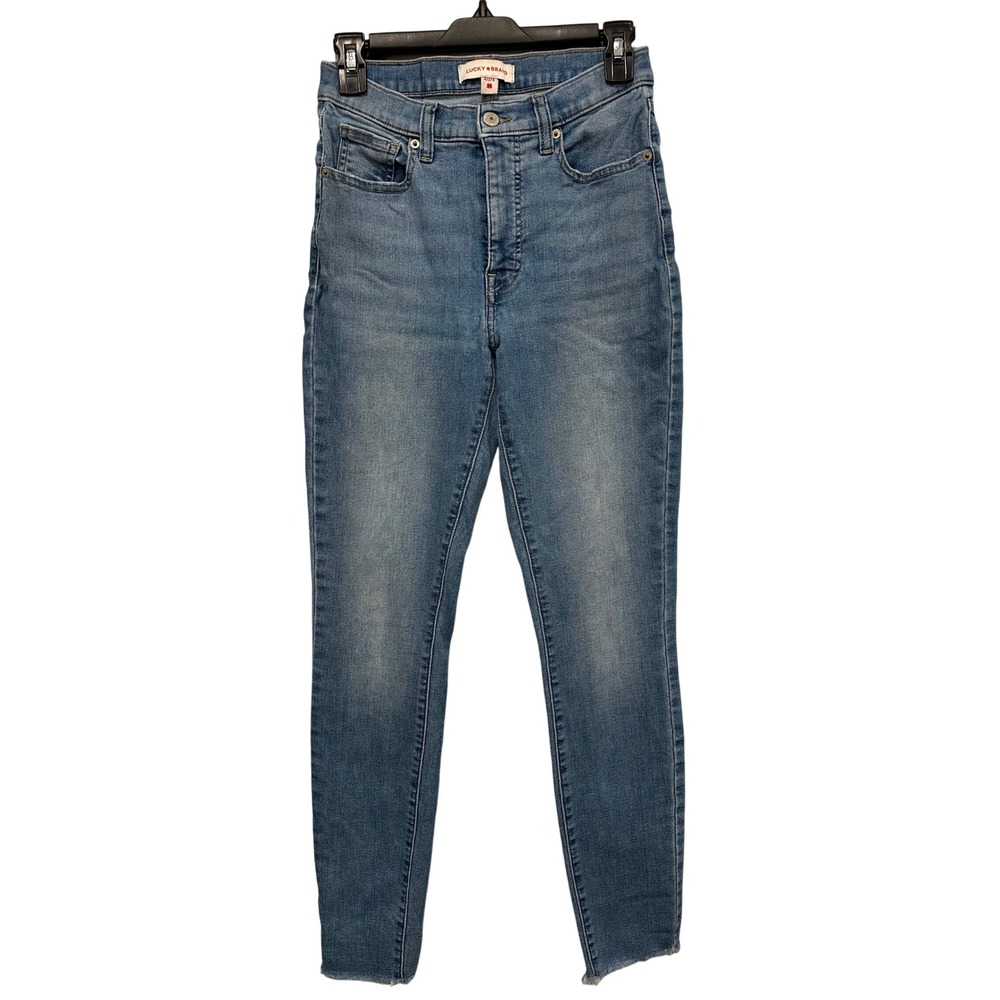 Lucky Brand Bridgette High Rise Skinny Jeans Light Wash 4/27R Frayed Hem 966